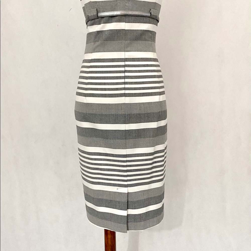 Calvin Klein Gray Striped Belted Sheath Dress - Picture 9 of 11